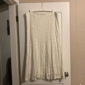 Maxi Length White Lace Skirt